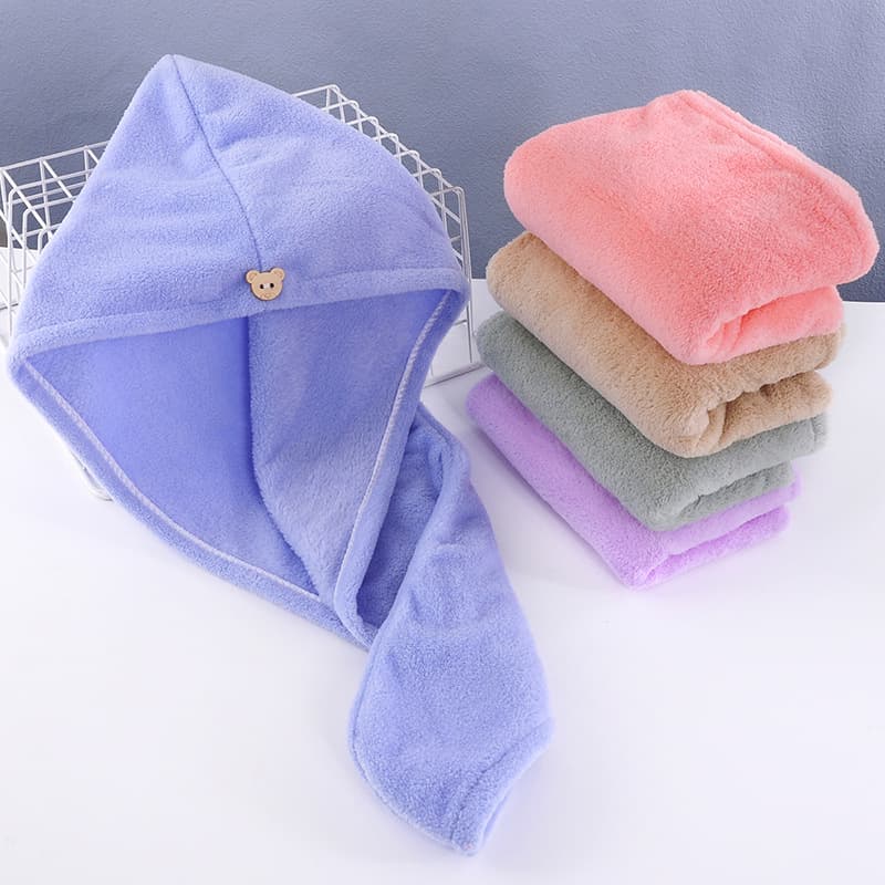 Women's hair drying cap, coral fleece shower cap, thickened, highly absorbent, quick-drying head towel, long hair drying towel, wholesale from manufacturer.
