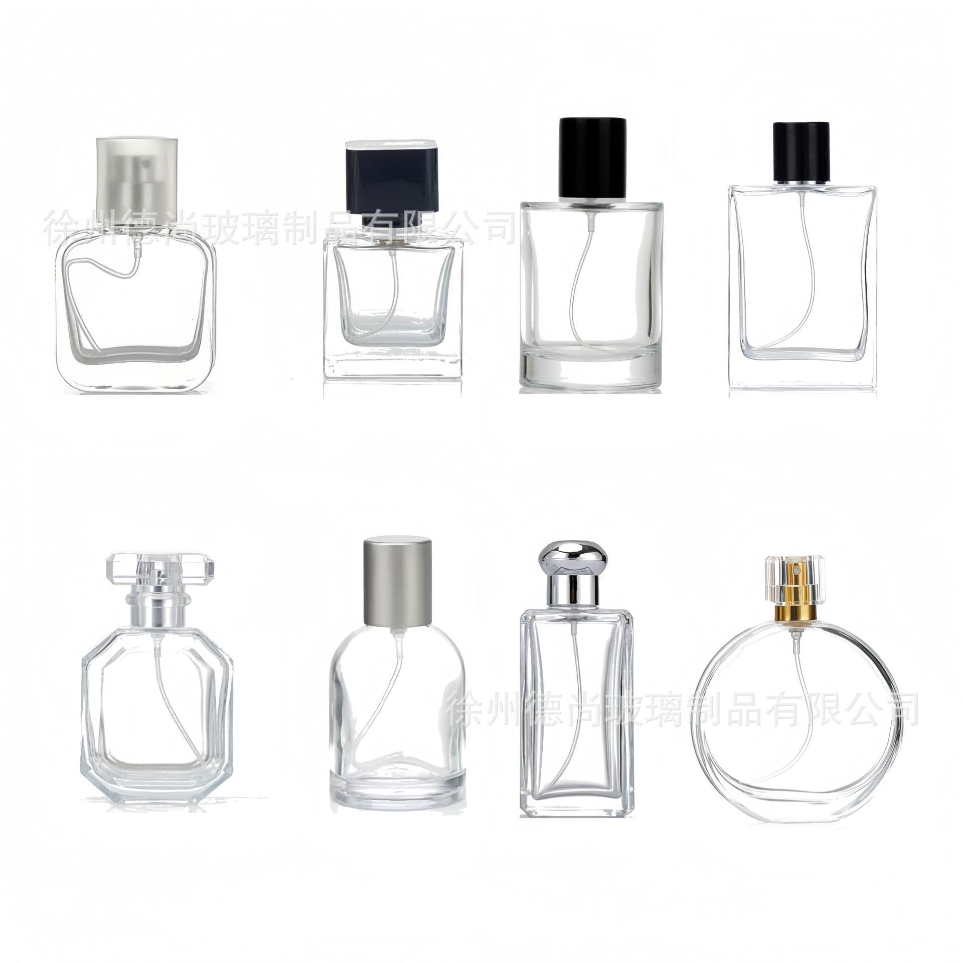 Cross-border supply of fashionable transparent glass perfume bottles 30ml 50ml sub-bottles press spray bottles bayonet perfume bottles