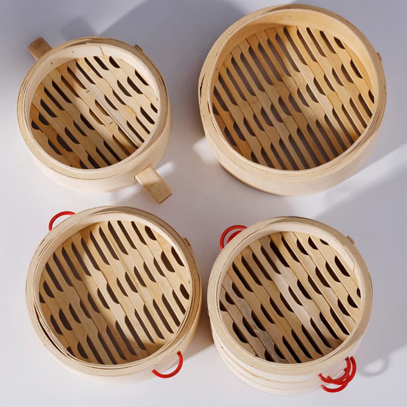 Household bamboo steamer 16cm steamed bun steamer commercial 20cm seafood steamer small steamed bun bamboo cage restaurant barbecued pork