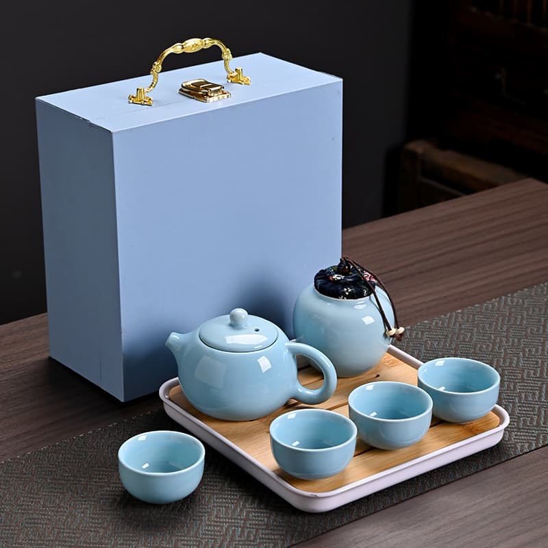 Xishi Teapot Set with Tea Tray Gift Box Kung Fu Ceramic Teapot Customizable Gift Souvenir