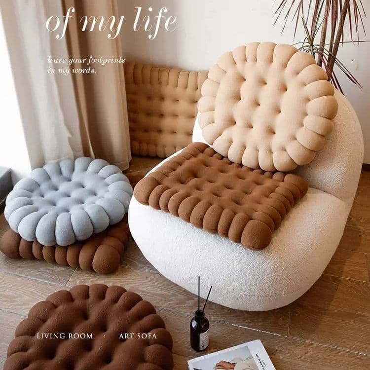 Plush Cookie Cushion Square Chair Pad Round Cute Cartoon Dining Chair Pad Home Ins Butt Pad Factory Direct