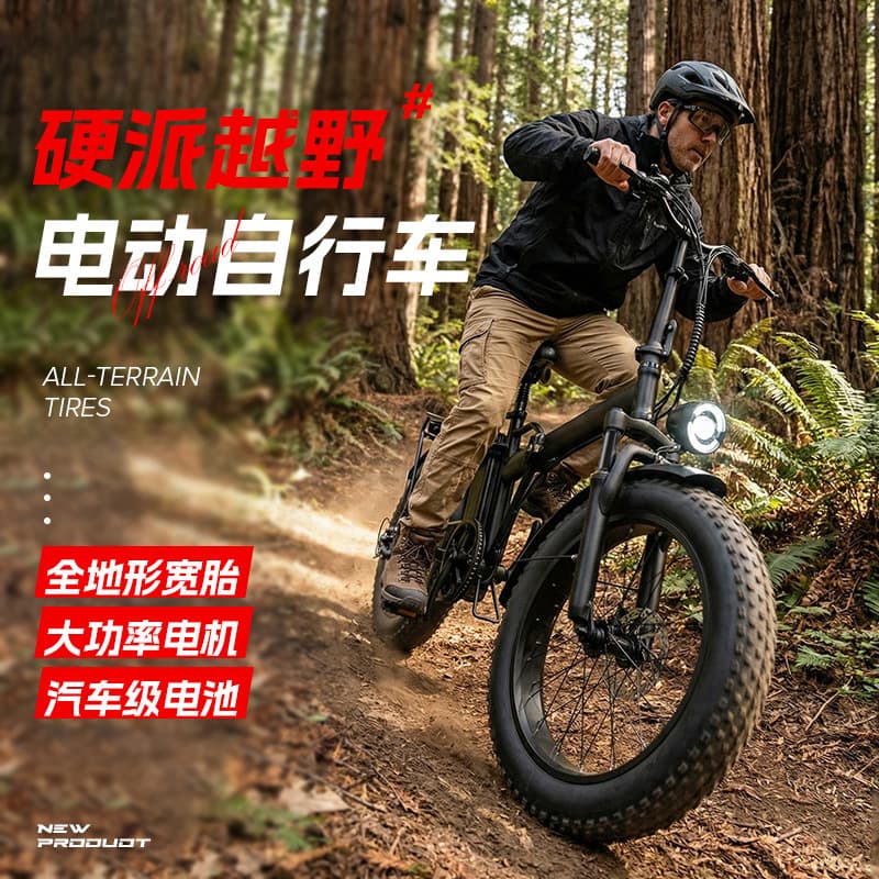 Rugged Off-Road Electric Bike 700W All-Terrain Shock Absorption Fat Tire Adult Outdoor Riding