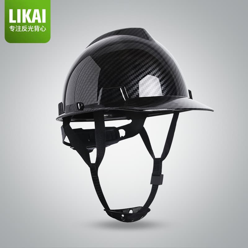 LIKAI carbon fiber pattern helmet construction site national standard ABS black safety helmet thickened leadership supervision head hat printing