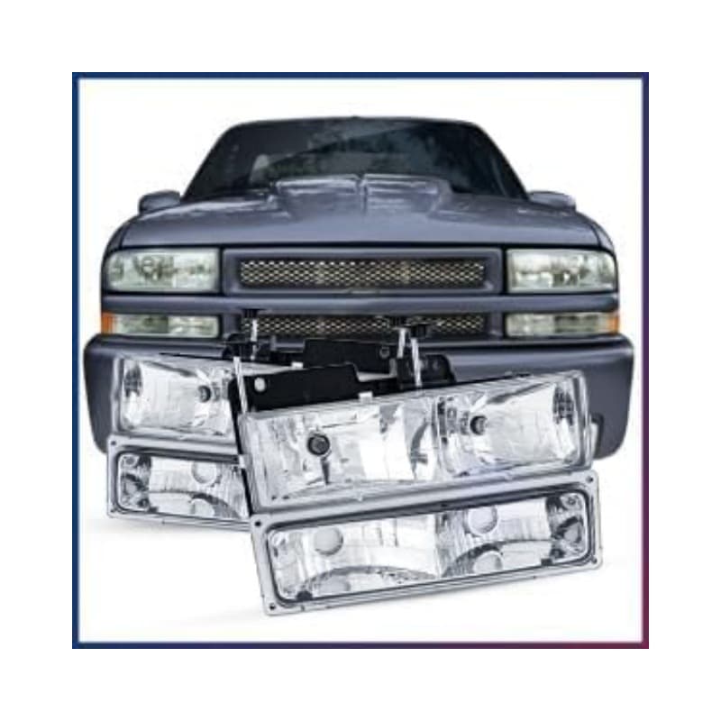 Compatible with 1994-1999 Chevrolet Chevy C/K 1500 2500 3500 Crystal Headlights