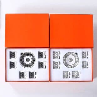 Cross-border Coffee Cup Set 6 Cups 6 Saucers Home Ceramic Cups Afternoon Tea Coffee Cup Gift Box Factory Wholesale