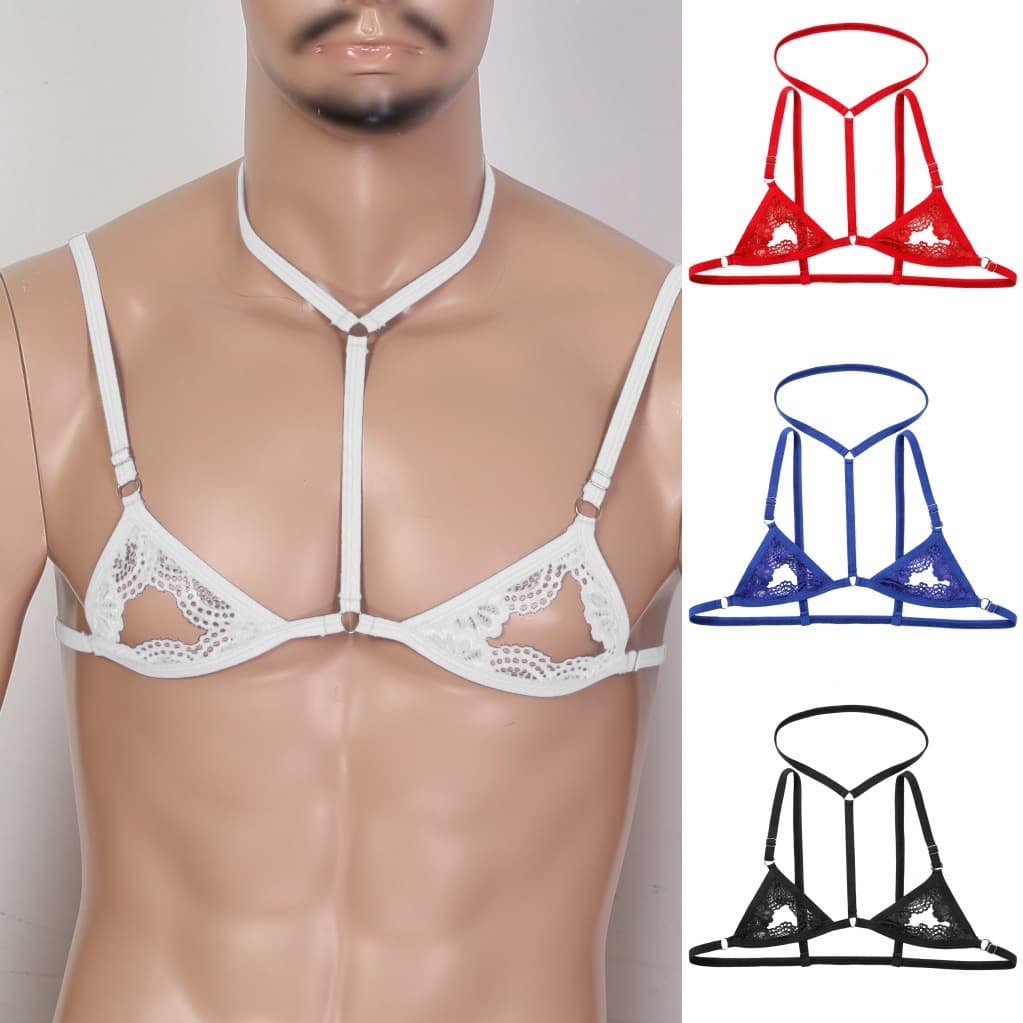 Men's new transvestite leaky bra, sexy pullover, adjustable straps, temptation bra, underwear