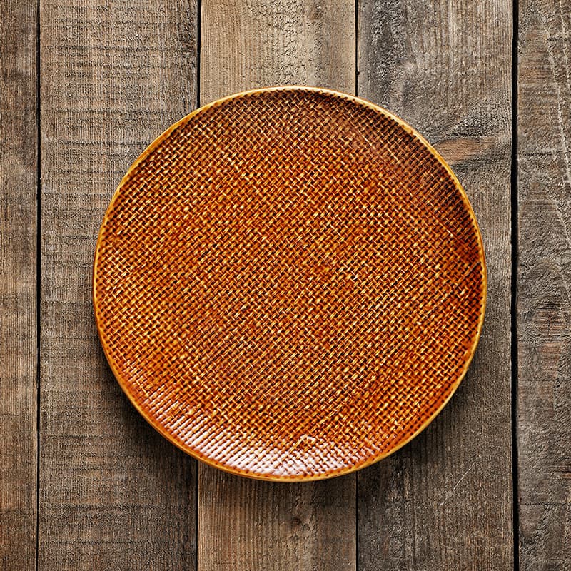 Large Creative Steak Plate, Home Western Dining Flat Dish, Restaurant Salad Plate, Caramel Color Hotel Plate