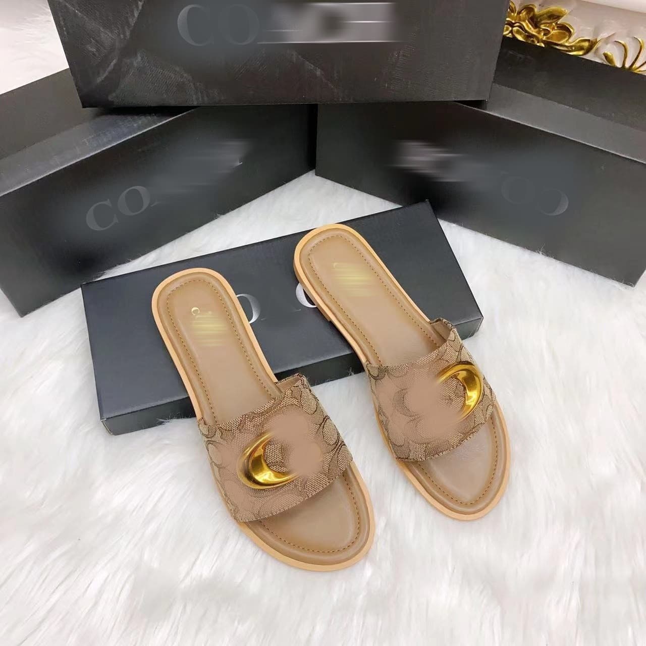 2026 African Summer New C-Family Floral Pattern Flat Sandals Slides Women
