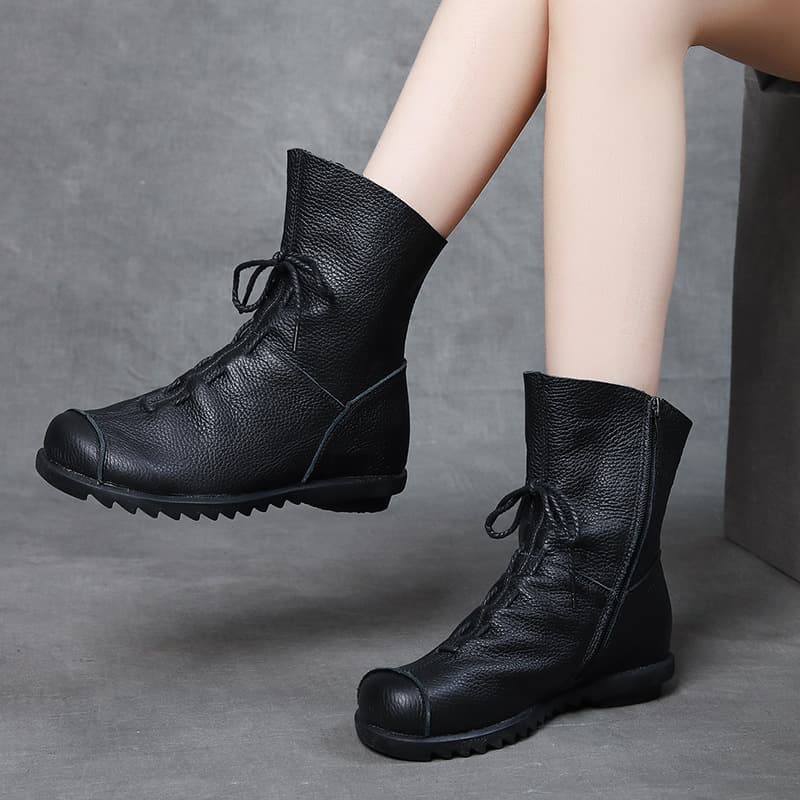 Popular Retro Original Leather Ankle Boots, Warm Winter Boots, Low Heel Women's Boots, Martin Boots, Drop Shipping Available