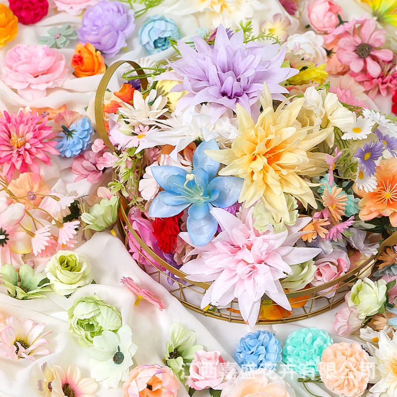 Mixed Dahlia Flower Head Artificial Silk Flowers for Handmade DIY Hanfu Hairpin Accessories, Hat Decoration, Round Fan Embellishments