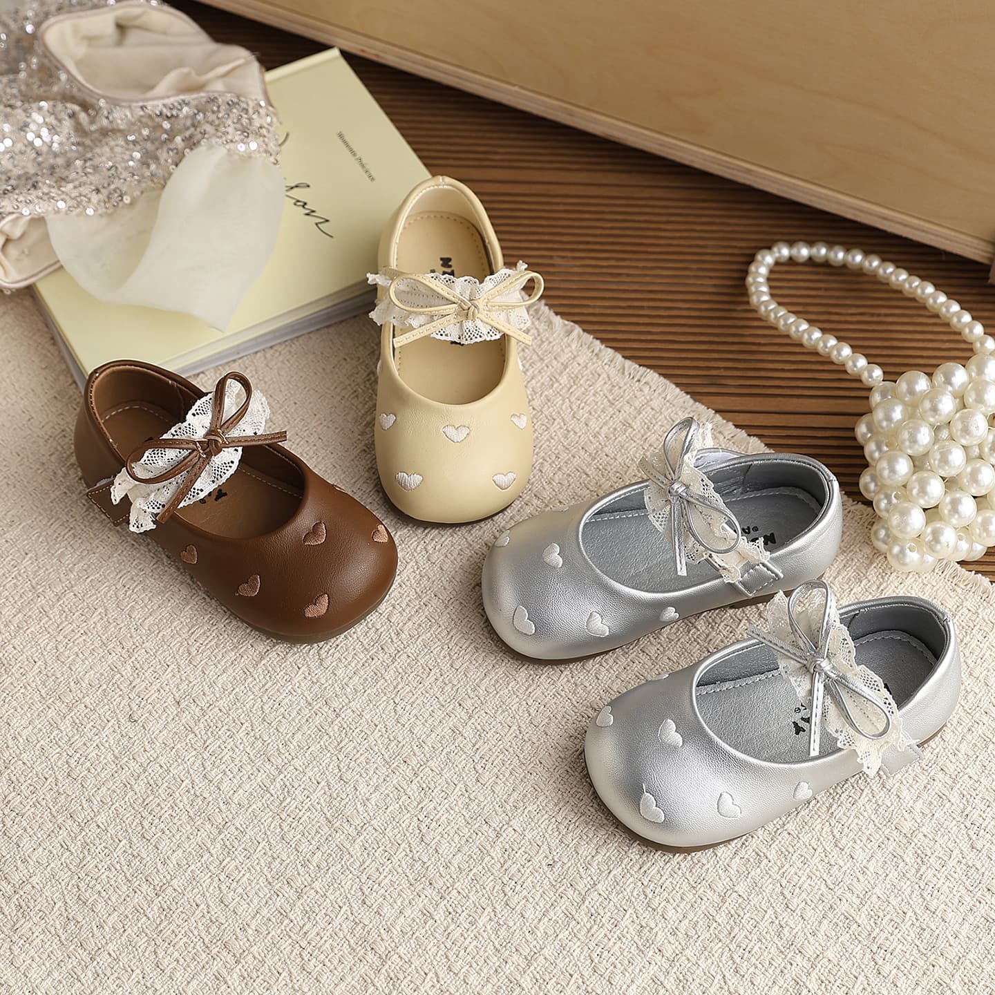 Korean-style Girls Lace Bow Princess Shoes 2026 Spring Autumn New Soft Sole Versatile Leather Shoes Baby Toddler Shoes