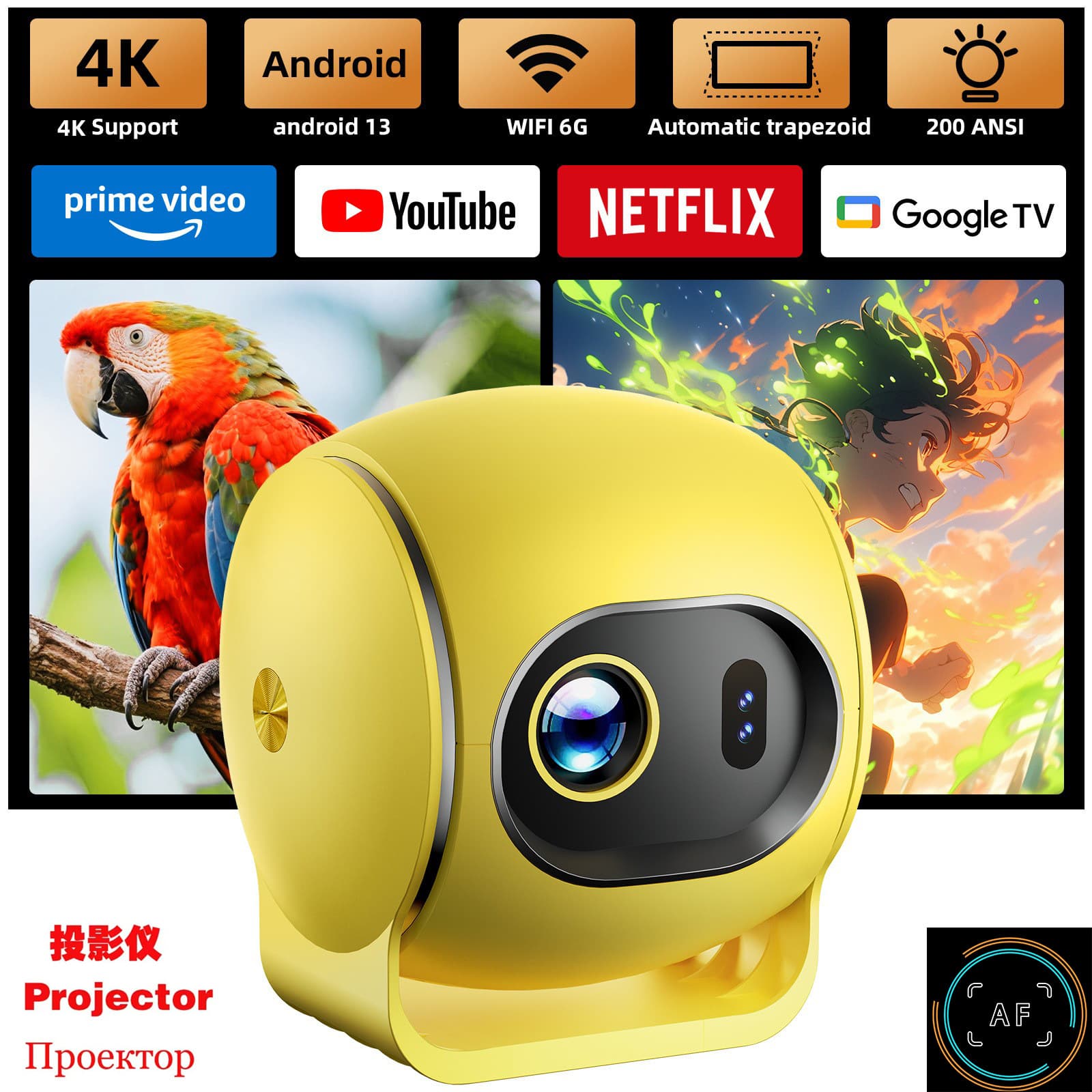 Portable Mini Smart Projector Q3 Android Overseas Version Taiwan Edition Home Use Compact Projector for Business And Education