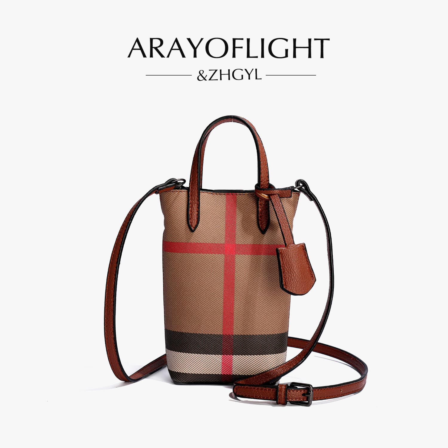 [Trendy Light Luxury] 2025 Light Luxury Versatile Striped Crossbody Phone Bag Summer Special Brown with Caramel Vintage
