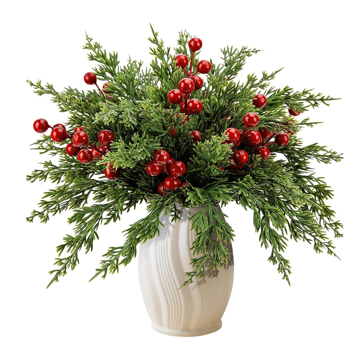 Cross-border Artificial Greenery Christmas Pine and Red Berry Bouquet DIY Flower Arrangement Decoration Fake Flowers Home Decor