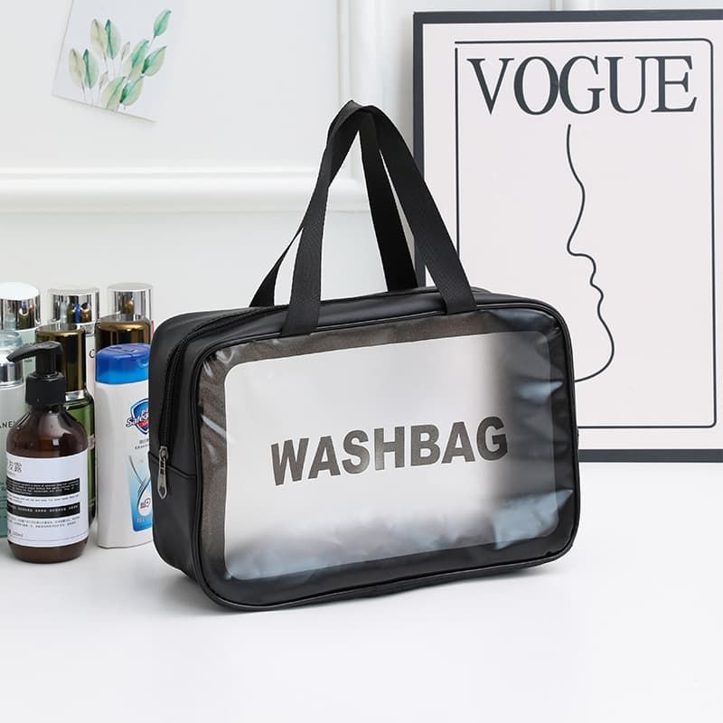 Minimalist Large-Capacity PVC Toiletry Bag Trendy Makeup Bag Wet and Dry Separation Cosmetic Bag Multi-Purpose Storage Pouch Factory