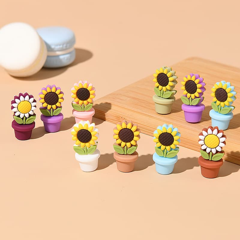 Silicone beads cross-border hot trend flower pot sunflower food grade diy teether toy baby wholesale beads silicone