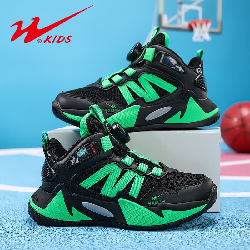 Double Star Kids Shoes 2025 Spring Autumn New Style Boys Girls Basketball Shoes Breathable Mesh Twist Button Sports Running Shoes