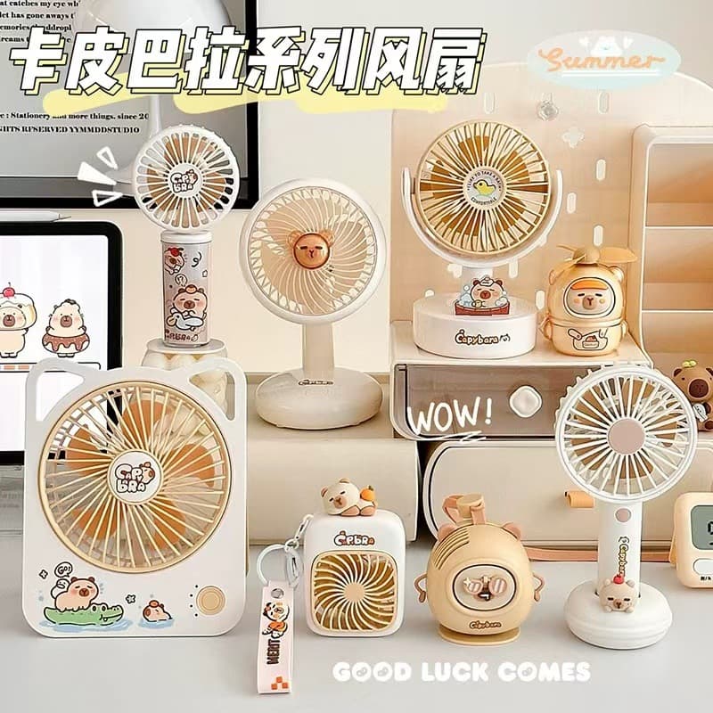Mini Cartoon Desktop Fan Keychain Portable Neck Fan Gift Small Tabletop Fan Plastic Material Home Appliances from China