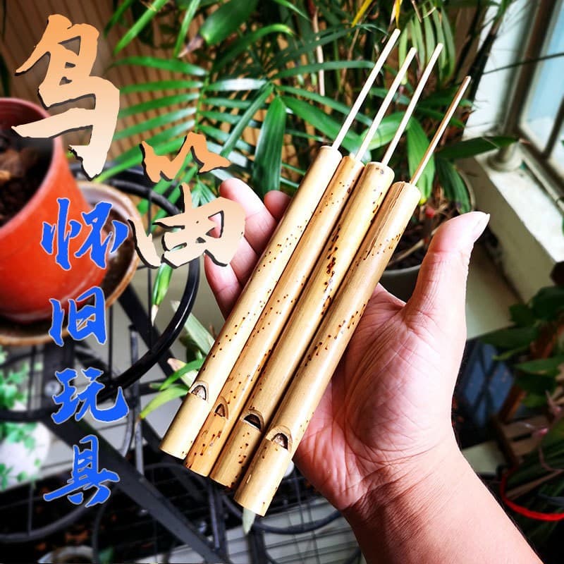 Rustic Bamboo Bird Whistle Factory Direct Children's Intellectual Toys Students Love Vintage Design Blow-Sound Nature Theme