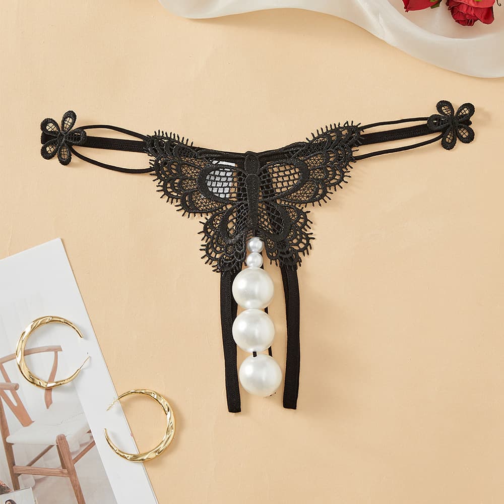 Sexy Lingerie Large Pearl Panties Women's Sensational Open Crotch T-Back No-Removal Panties Hot Flirtatious Thong N27