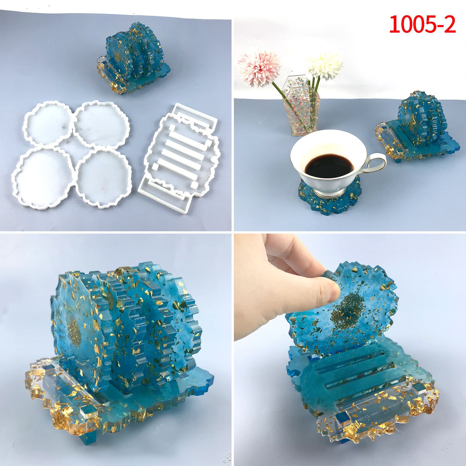 Irregular coaster glue mold diy4 even coaster mold bracket set tea coaster silicone mold