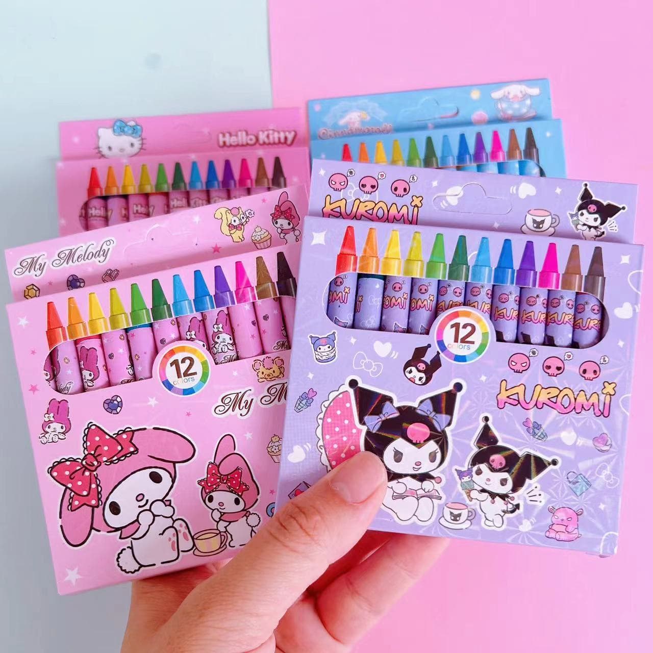 Cute Pet Crayon 12 Colors High Value Kurolo Children's Painting Graffiti Brush Mini Crayon Art Supplies