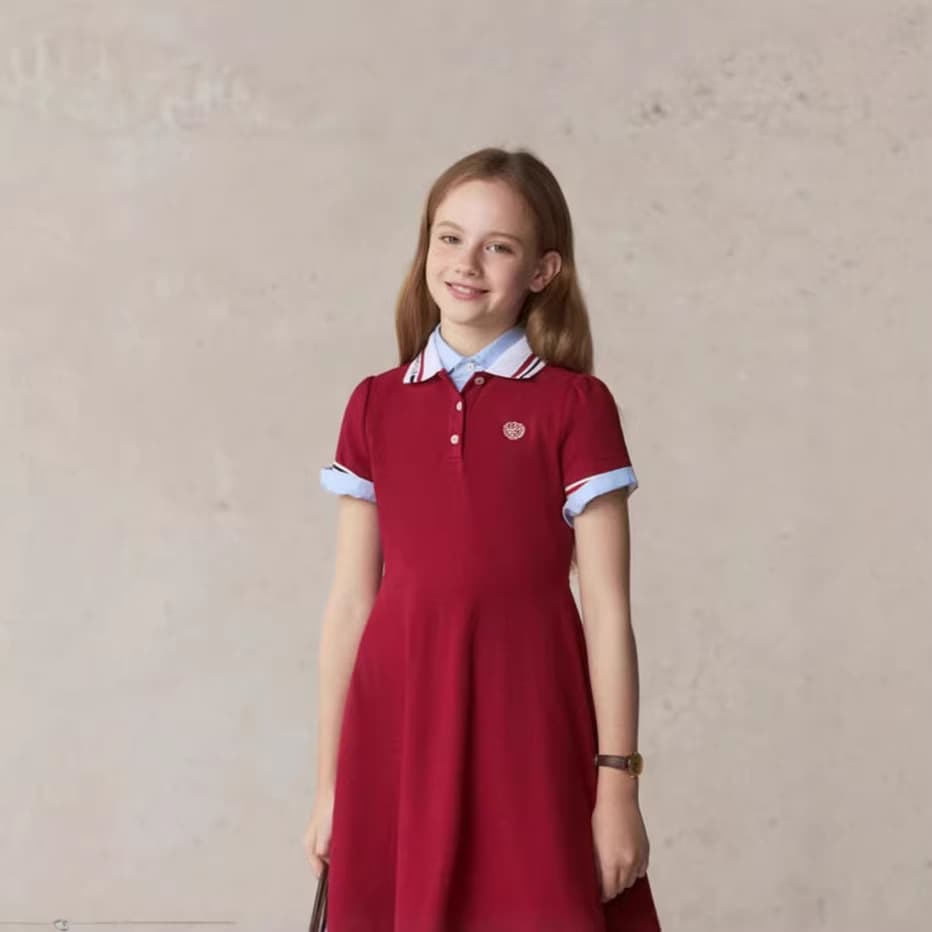 Children's Girls Dress 2025 Summer New Polo Tennis Skirt Casual Striped Lapel Dress for Girls