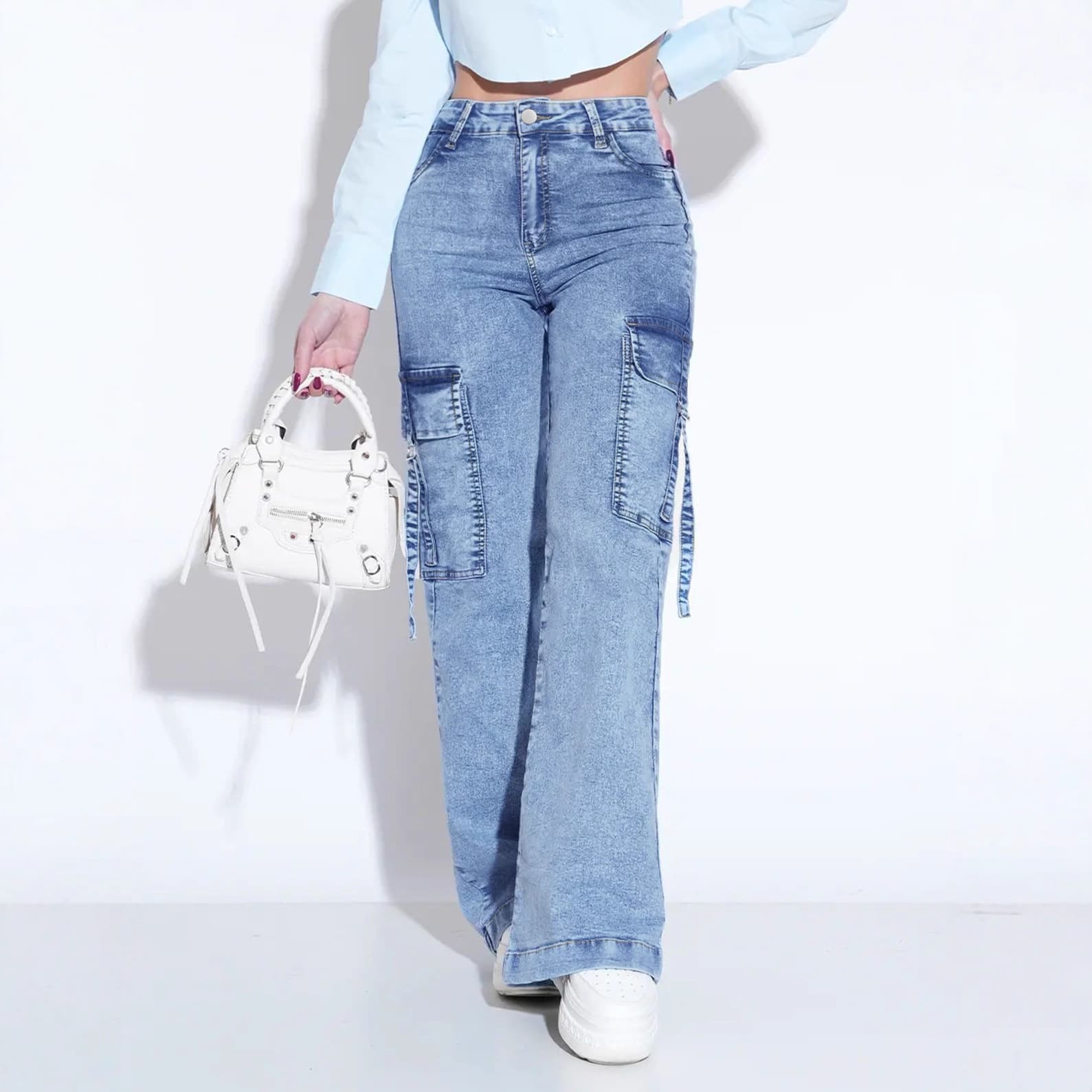 European size cross-border European and American fashion women's washed elastic versatile trendy casual denim overalls