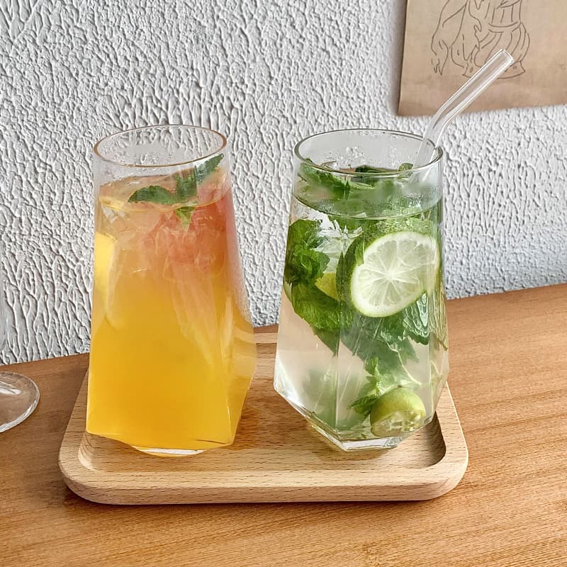 INS style water caltrop glass cup, popular restaurant fruit tea cup, soda sparkling water cup, cold drink cup, drinking cup