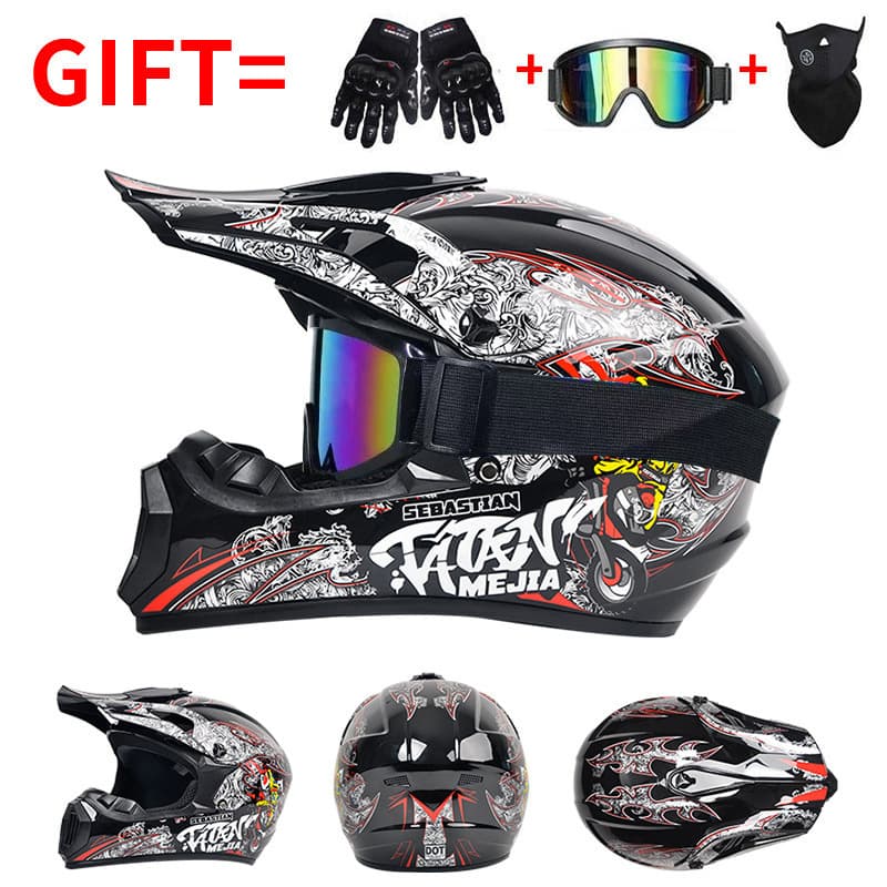 Cross-border Supply DOT Motorcycle Helmet Off-road Helmet Mountain Bike Full Face Helmet Karting Downhill Bicycle Safety Helmet