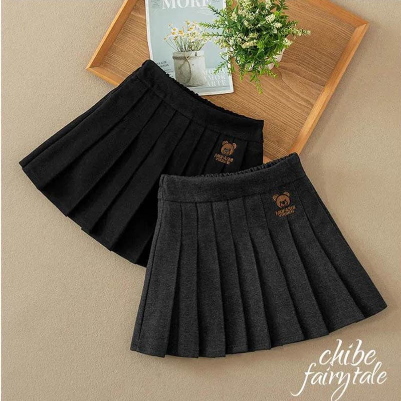 Girls' midi skirt, 2024 autumn/winter, woolen versatile children's clothing, girls' medium and large children's pleated skirt, student short skirt, fleece-lined.