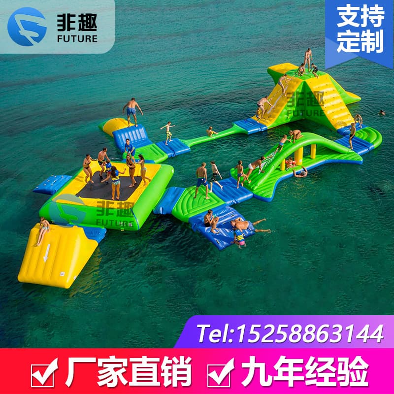 Water park equipment manufacturer inflatable water slides outdoor large swimming sea challenge obstacle course slide toys