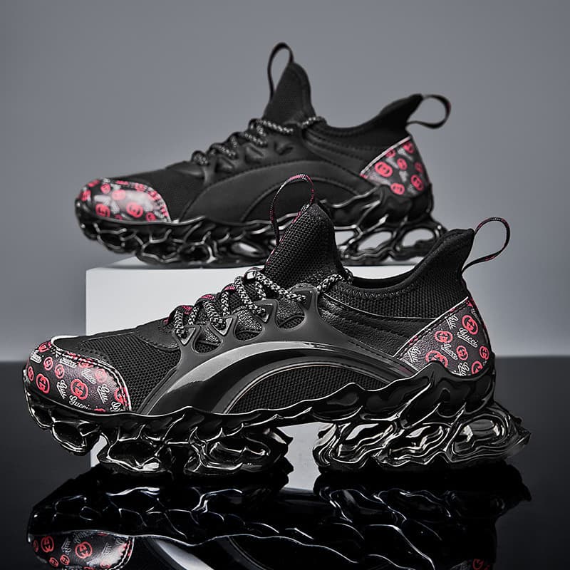 Shock Absorption Running Shoes Mesh Upper Breathable Knitted Men's Low Top Sneakers Spring Summer Casual Sports Footwear