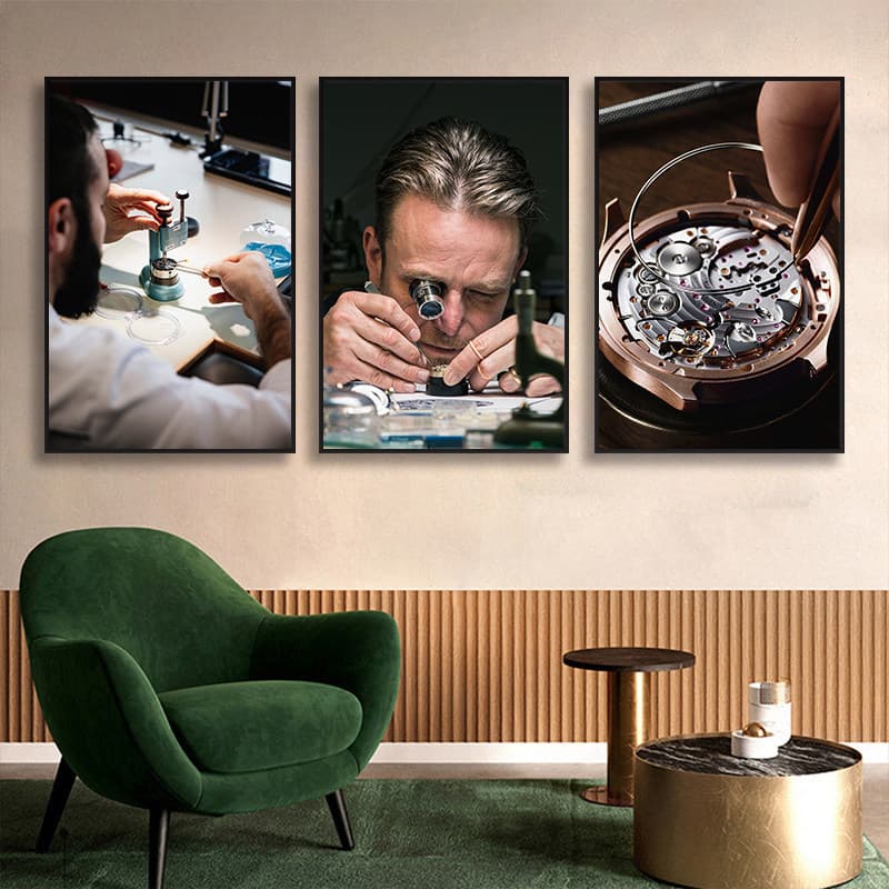 Watch repair shop crafts hanging painting clock movement recycling consignment shop poster decorative painting famous watch Ershe shop mural
