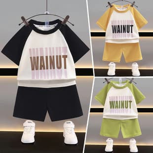New Boys' T-Shirt Set Summer Patchwork Short Sleeve Shorts Two-Piece Set Round Neck Boy Casual Korean Style Kids Clothing Trendy