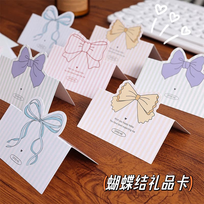 Mini Butterfly Knot Gift Card Hard Paper Mini Card Packaging Material for Shipping and Bundling Cartoon Style Personal Gifts