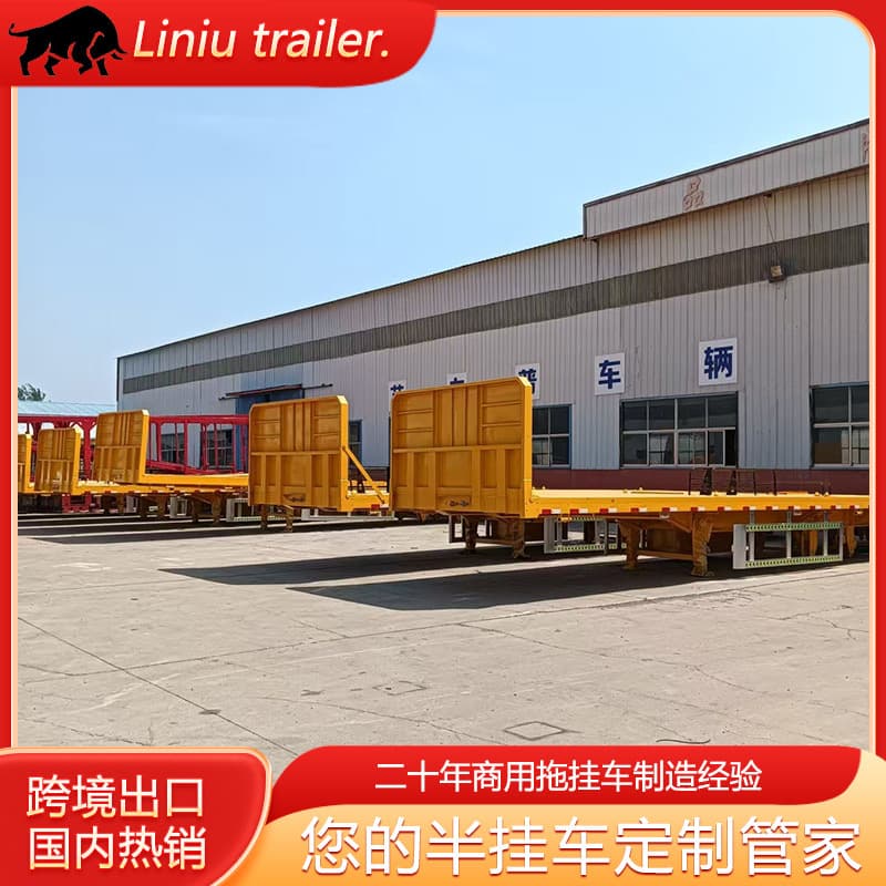 Flatbed trailer 40ft container transport semi-trailer manufacturer supply cross-border Africa 3-axle 13-meter flatbed trailer