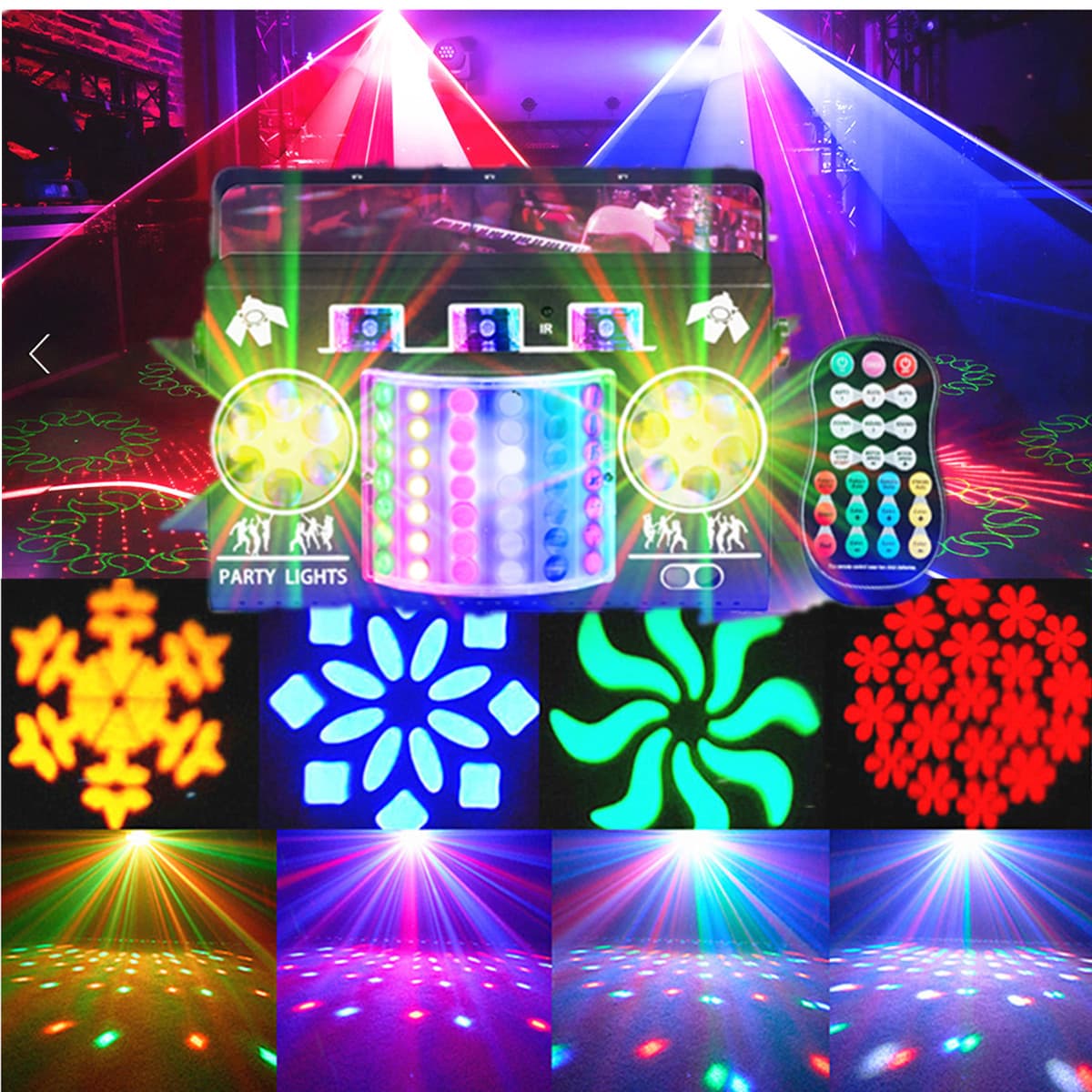5-in-1 Laser Light Stage Light New Cross-Border Pattern Butterfly Beam Dmx Sound-Controlled Ktv Bar Disco Atmosphere Light
