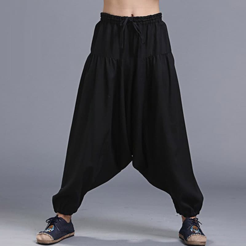 Mafan spring and summer men's casual pants new Chinese style men's Korean style fashion harem pants trendy men's linen