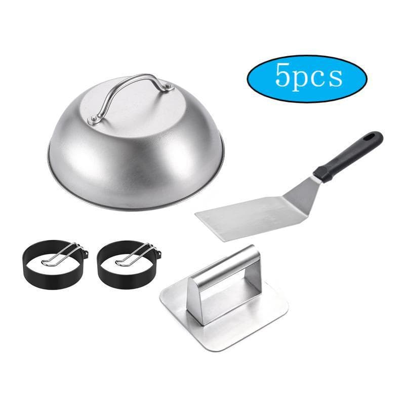 Hot-selling kitchen BBQ tool set with BBQ meat press, household outdoor cast iron steak press and pot lid