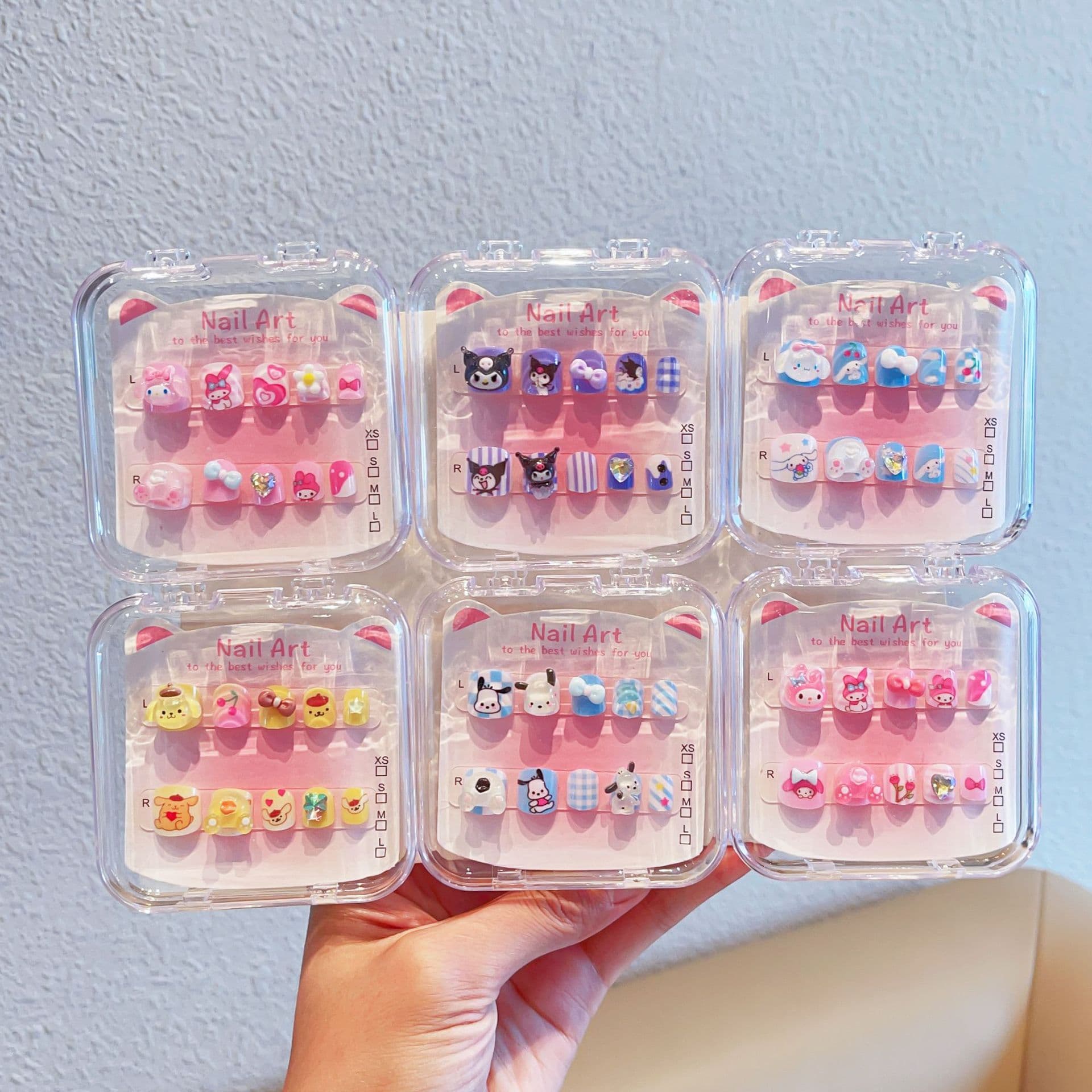 Kids Handmade Wearable Nails Cartoon Patterns 3-12 Years Old Girl Nail Stickers Cute Cartoon Little Girl Hand Accessories Wholesale