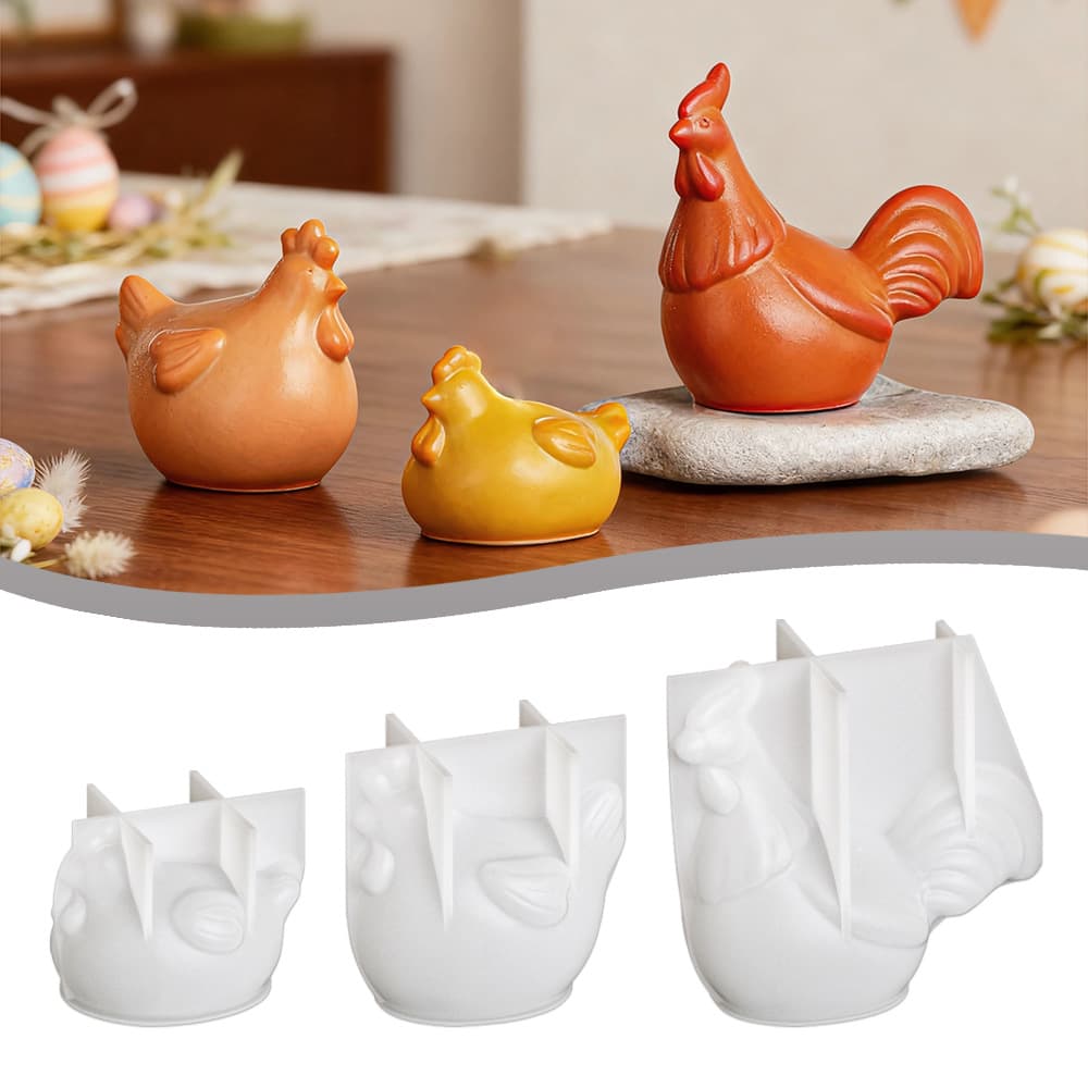 Easter 3D Rooster Hen Epoxy Resin Mold DIY Candle Ornament Silicone Mold Wholesale