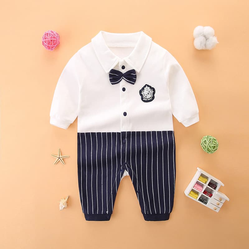 Baby Boy Autumn Outfit Set, Preppy Style Romper, Newborn 100 Days Bodysuit for Spring and Fall
