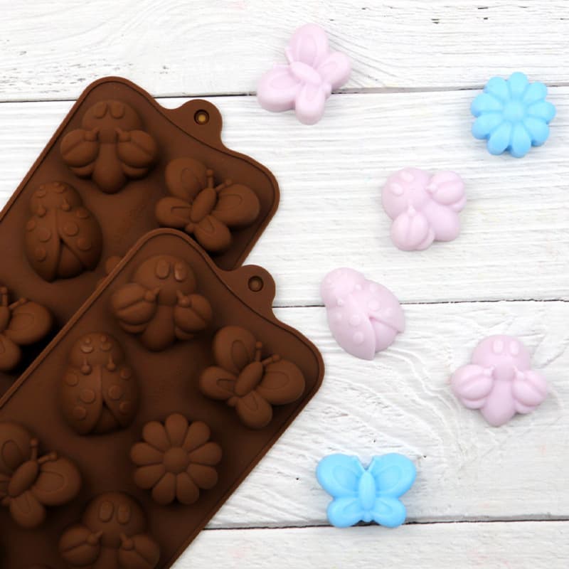 Star Coffee 8-Connect Bee Beetle Flower Silicone Chocolate Mold DIY Baking Tool Ice Tray Mold Coffee Bean Mold