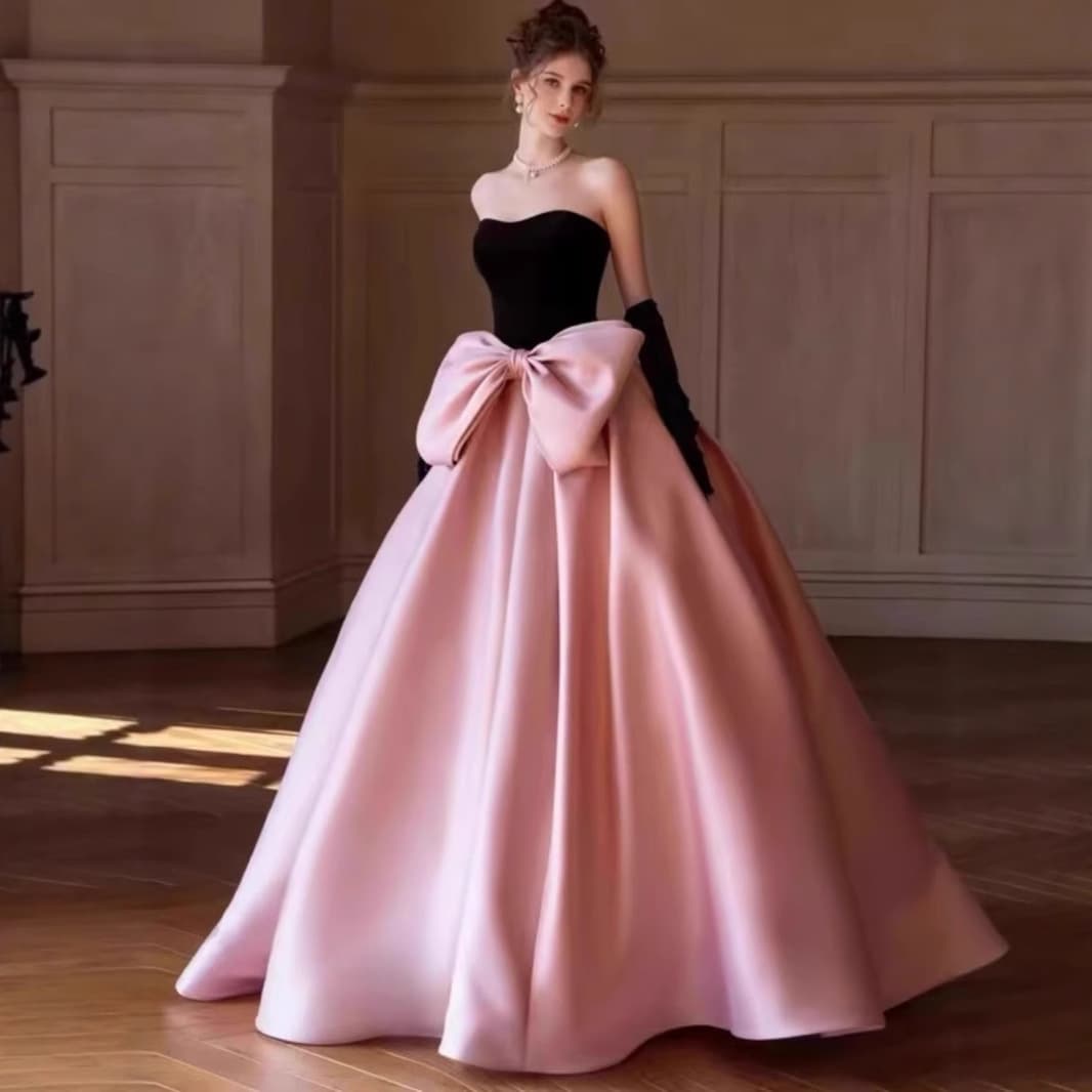 French Evening Dress High-End Luxury Unique Women's Princess Birthday Adult Ceremony Strapless Pink Banquet Host Name