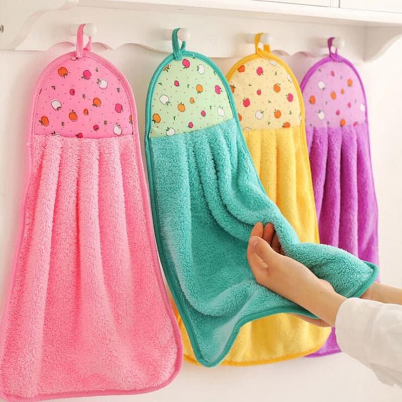 Kitchen hand towel hanging super absorbent coral velvet bathroom enlarged and thickened hand towel rag dishwashing cloth