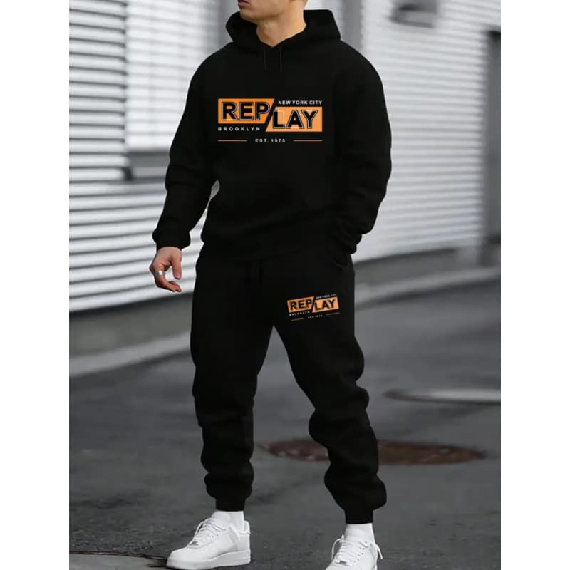 New Cross-Border Fleece Lined Hoodie and Sweatpants Set for Men and Women, European and American Style 2D Jacket, Fleece-Lined Fashion Two-Piece Set