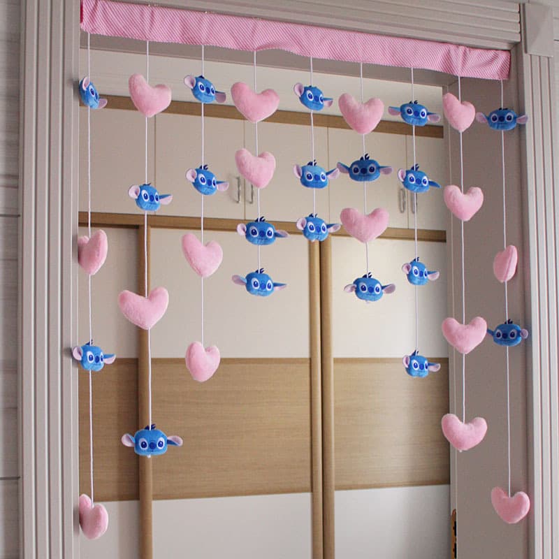 Stitch-themed Home Decor Bedroom Partition Curtain - No Drill Required
