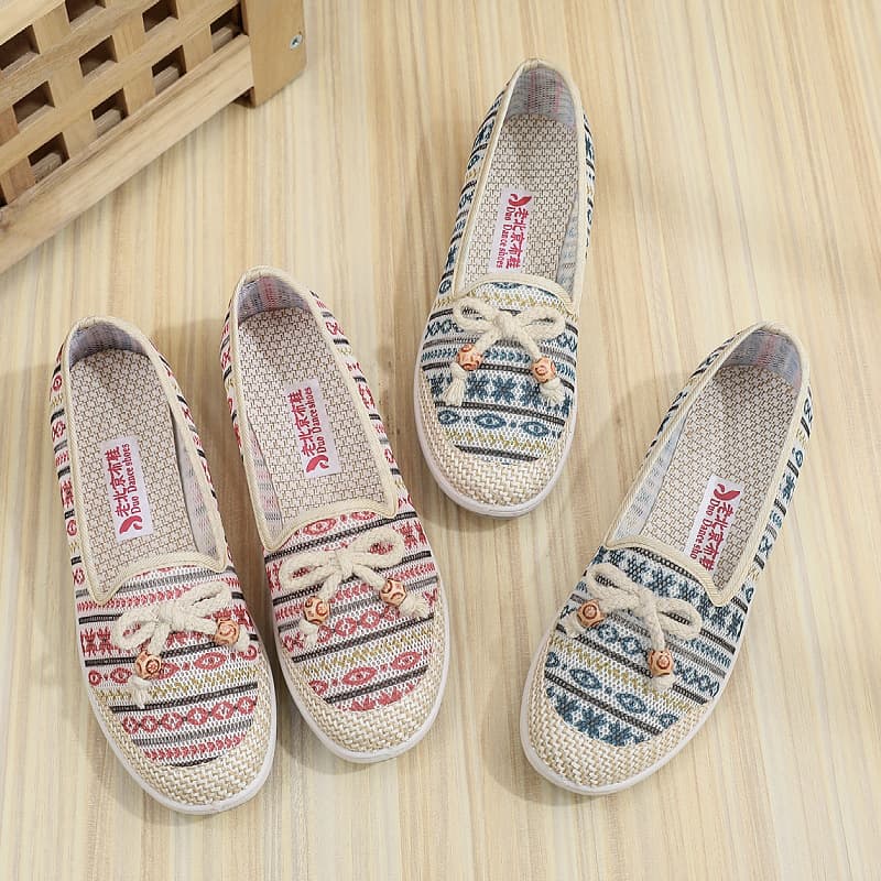Custom Cross-Border Spring New Style Old Beijing Cloth Shoes Women's Mesh Shoes Soft Sole Lazy Shoes Canvas Shoes Foreign Trade Shoes Fisherman Shoes