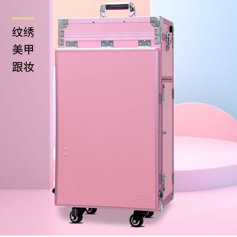Large Nail Art Workstation with Wheels, Mobile Trolley Case Stand, Swivel Casters, Folding Storage Box for Street Stalls, Bluetooth